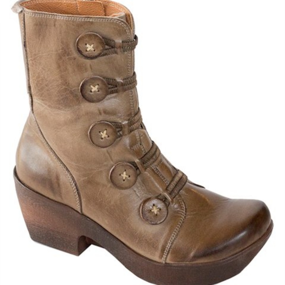 Jafa 671 Khaki Button Boots Size (37) EUR 6.5 US